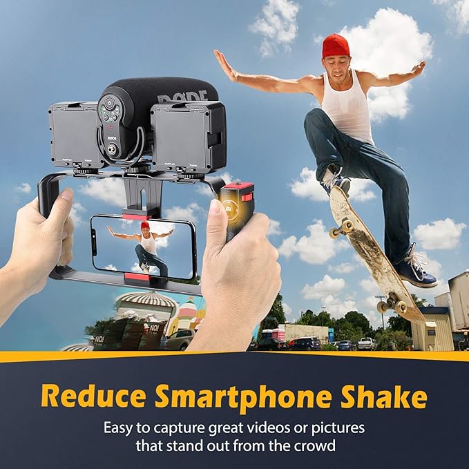 Zeadio Smartphone Video Cage Rig with a RGB Video Light, Fits for All iPhone and Android Smartphones