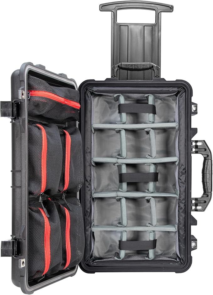 Eylar 22" Rolling Carry-On Travel Hard Camera Case with Adjustable Padded Divider & Lid Organizer, Waterproof, Shockproof For Equipment, Drones And Cameras, TSA Standard