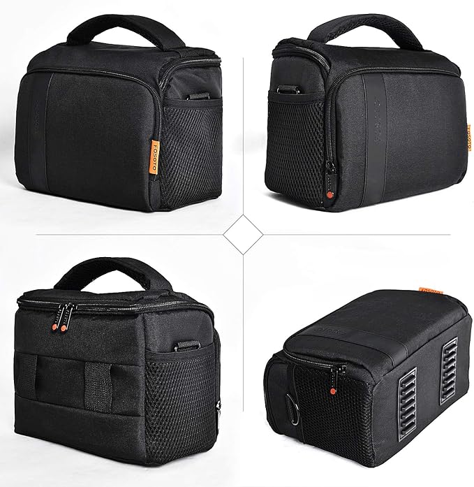 FOSOTO Waterproof (with Rain Cover) Shoulder Camera Case Bag Compatible for Nikon D5600 D750 D3300 Canon Rebel SL2 T7i EOS 80D 60D Sony A77II a68 a99II Travel DLSR SLR Camera Bags
