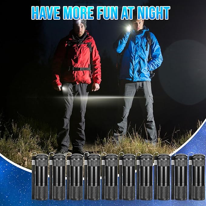 VIHOSE 100 Pcs Mini Flashlights Bulk Valentines Classroom Gifts Flashlight Aluminum LED Handheld Torches for Party Favors Night Reading Camping Emergency Gifts, Batteries Not Included(Black)