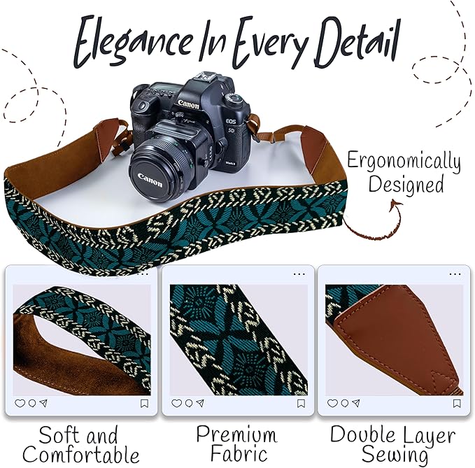 Art Tribute Camera Strap for All DSLR and Mirrorless Cameras. Add Your Name Or Initials Make It a Personalized Gift