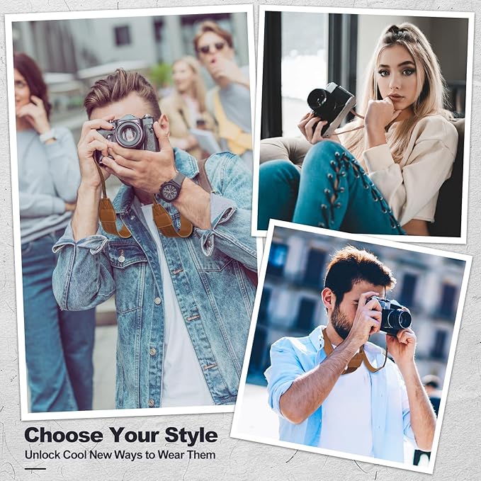 Universal Camera Strap - Camera Neck Strap, Adjustable Shoulder Straps Compatible with Canon, Fujifilm, Nikon, Olympus, Panasonic and other SLR and mirrorless cameras - Brown