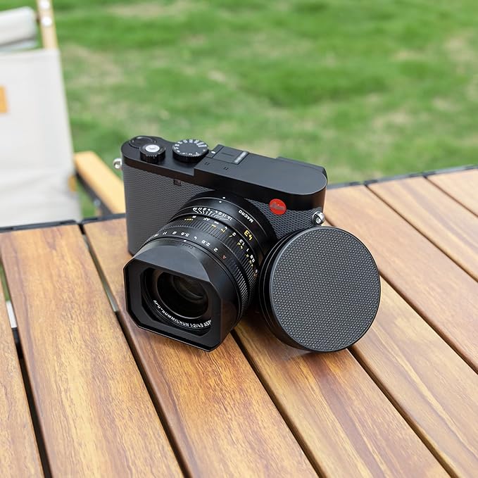 Metal Lens Cap Cover Protector for Leica Q3 43 Q3 Q Q-P QP Camera with PU Leather on Surface & Microfiber Fabric Interior Anti-Scratch Dustproof Protective Lens Cap Accessories for Q3 43 Q QP