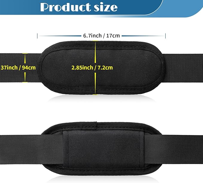 Duffle Bag Strap Replacement, Universal Heavy Duty Adjustable Shoulder Strap with Metal Hooks & Detachable Padded Pad for Messenger Bag, Laptop Bag, Camera Bag, Briefcase, Travel Duffel Bag