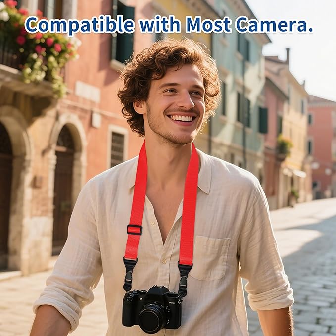 Adjustable iPad Binocular Camera Strap, Comfortable Shoulder Strap Nylon Neck Lanyard for iPad/Samsung Tablet Case,Crossbody Laptop Luggage Bag (Red)