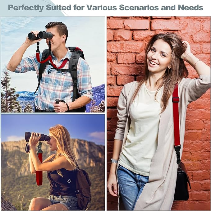 Adjustable Shoulder Strap, Comfortable Camera Strap, Neck Lanyard for iPad Tablet Case, Camera, Binocular, Luggage Bag (Red Shoulder Strap)
