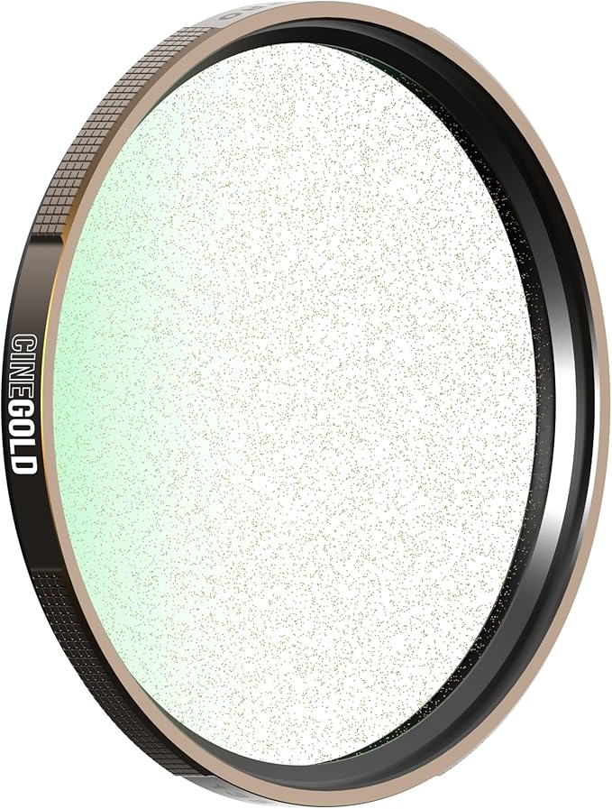 PolarPro CineGOLD - 1/2 Gold Mist Diffusion Camera Filter – Warm Highlights & Low Contrast for Vintage Film Aesthetics – Soft Glow & Warm Tones for Digital Video & Photography – 67mm Threaded