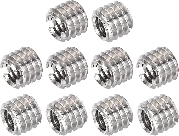 uxcell 1/4" Female to 3/8" Male Convert Screw Adapter 0.31" Height for Camera Tripod Alloy Steel Through Hole 10Pcs