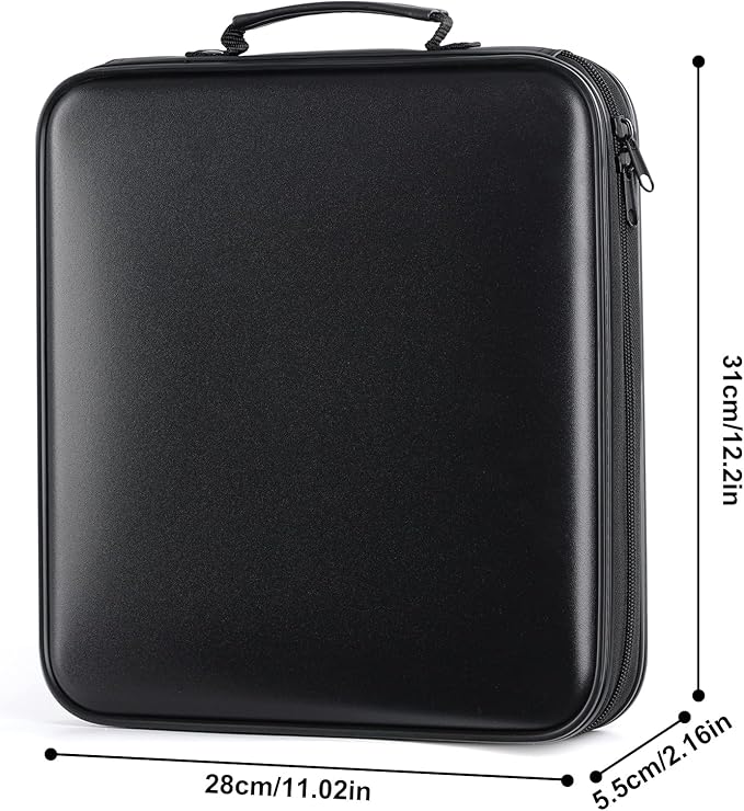 DVD Storage CD Case Holder: 160 Capacity CD Sleeves Black Disc Cases Binder for Car - CD Hard Organizer Box - Large DVD Wallet for Movie/Music/Game & Portable CD Book