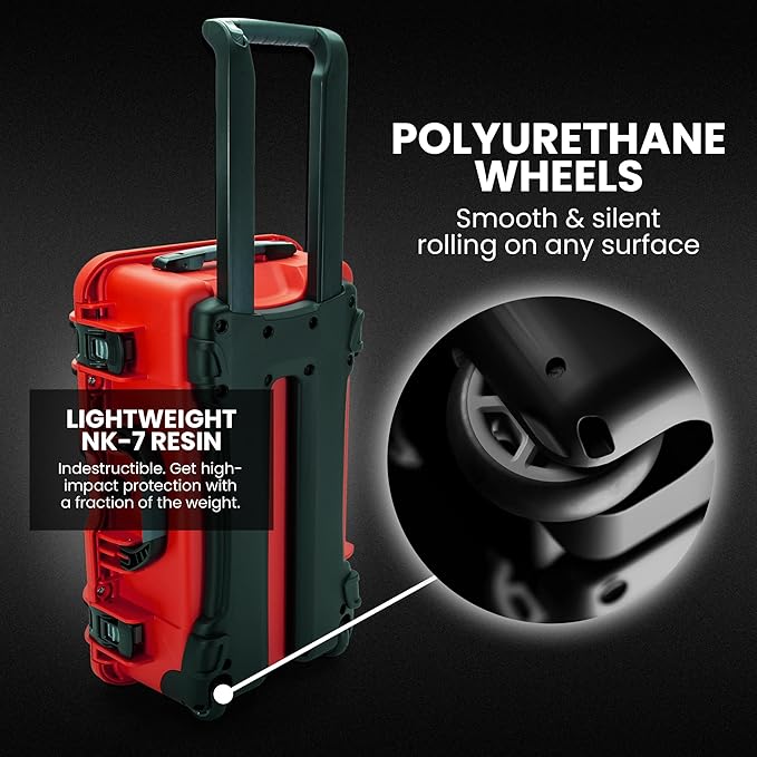 NANUK 935 Hard Case with Padded Divider – Waterproof Equipment Case with Wheels, 22” x 14” x 9” – Dustproof and Impact Resistant, Airline Carry-On Approved – Red