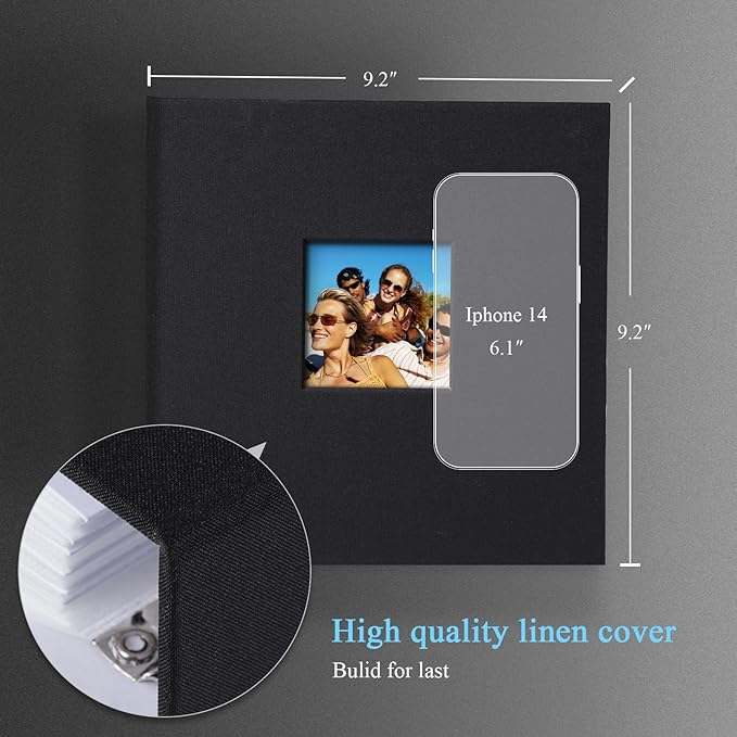 1DOT2 Photo Album 4x6 Photos Hold 200 or 5x7 Pictures Hold 100, 3 Ring Binder Photo Albums Linen Cover with 6-Tab Index Dividers Photo Book Acid Free Albums 4x6 5x7 for Family Wedding Baby (Black)