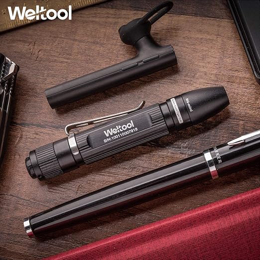 Weltool M6-Mini LED Cap Flashlight Ultra-Compact, 3000K Warm White EDC Pocket Light with Clip No-Glare Even Beam- High Color Rendering of 85% - Perfect Pen Light - for Inspection Reading by AAA Cell