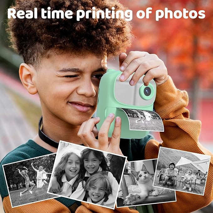 Kids Instant Print Camera 2025, 32GB Memory, Dual Lens with 2.4-Inch Screen and 1080p HD, Nice Gift for Boys and Girls Ages 4-13, Ideal for Toddlers and Teenagers