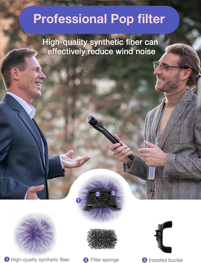 YOUSHARES Microphone Wind Muff Compatible with DJI Mic Mini - 2 Packs Furry Windproof Cover Suitable for DJI MINI 2024 Wireless to Reduce Wind Noise