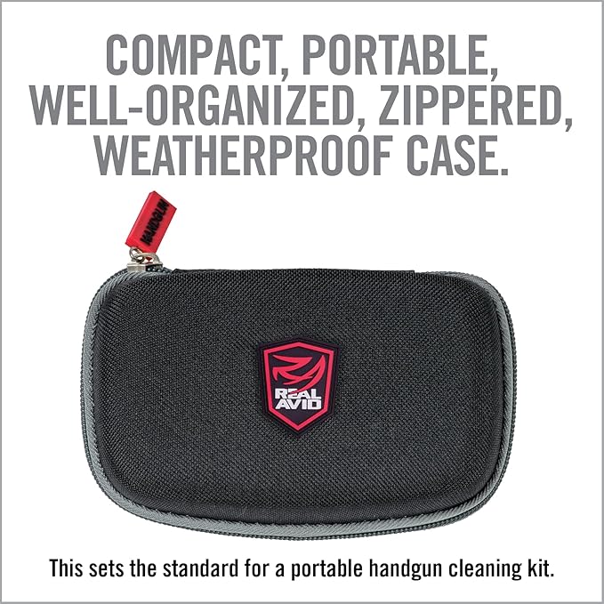Real Avid Handgun Cleaning Kit | Includes Gun Cleaning Mat 19x16 with Magnetic Parts Tray & Gun Cleaning Supplies for 22, 357, 38, 380, 9mm, 40, 41, 44, 45 Caliber Pistols (Choose Style Below)