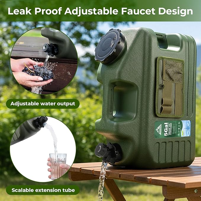 5 Gallon Water Jug with Pump, Camping Water Container, BPA Free Portable Water Dispenser with Spigot, Leak-Proof Large Camping Water Jug for Emergency Storage, Outdoor, Hiking, Road Trips
