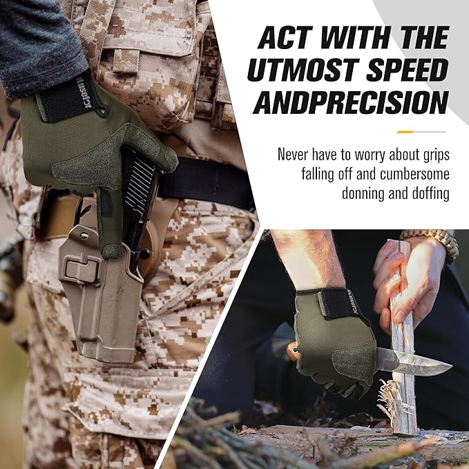eLusefor Natural Tactile Shooting Glove: Seamless Wrap-Fingers Design, 360° Touchscreen Freedom, Customizable Badge