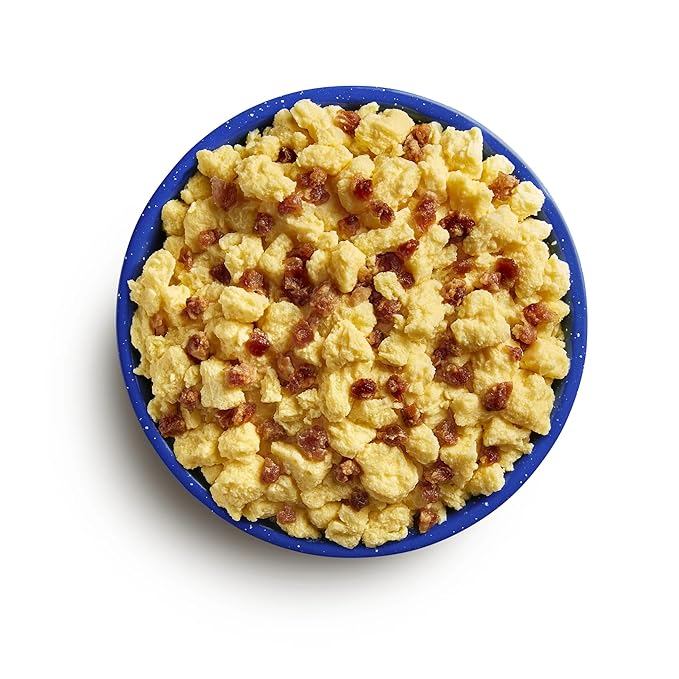 Mountain House Freeze-Dried Scrambled Eggs with Uncured Bacon #10 Can – 9 Servings per Can – Gluten-Free Emergency Survival Breakfast – Long-Term Canned Food for Camping, Hiking, & Hunting – 30-Year Taste Guarantee– Pack of 6 – Made in USA