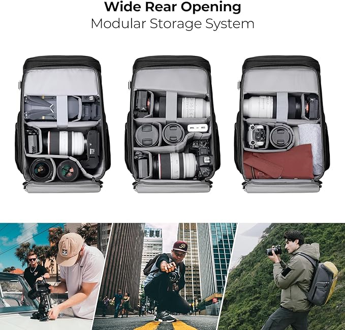 K&F CONCEPT Camera bag Backpack 25L Large Capacity Camera Case with Raincover 15.6 Inch Laptop Compartment Compatible with Canon/Nikon/Sony/DJI Mavic Drone Travel Camera Backpack