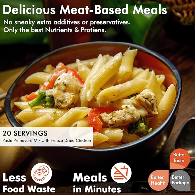 Numanna Family Pack with Meat Bucket 146 Servings | 1-Month Emergency Protein-Rich Meals | Easy to Prepare for Everyday Use, Prepping & Camping | 25+ Year Shelf Life | Made in USA | Food-Grade Bucket