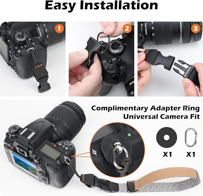SUNYA Camera Wrist Strap with Quick Release Buckle. Sturdy Nylon Rope Hand Strap Compatible for DSLR or Mirrorless Camera