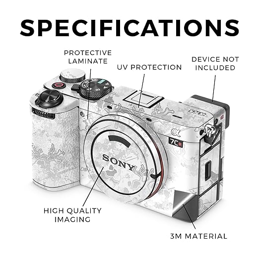 Glossy Glitter Camera Skin Compatible with Sony Alpha 7CR Camera (2023) - Viper Snow - Premium 3M Vinyl Protective Wrap Decal Cover - Easy to Apply | Crafted in The USA by MightySkins