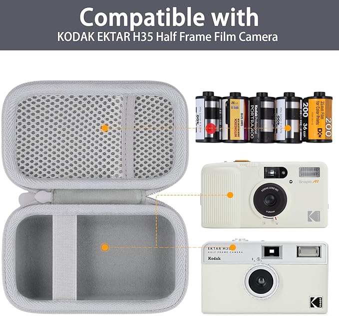 Camera Case for KODAK EKTAR H35/H35N/KODAK Snapic A1 Frame Film Camera,Carrying Case Holder for KODAK EKTAR H35/H35N/Kodak Snapic A1 Frame Film Camera and Accessories(White Case)