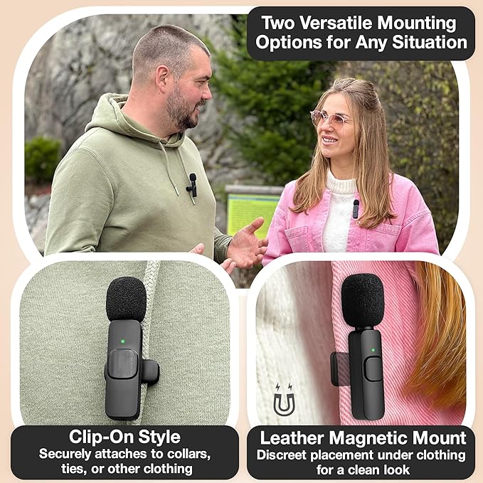 Magnetic Clip for Wireless Lavalier Microphone with Leather Magnetic Mount – 360° Strong Mic Magnet Mount for Mini Mic Pro, MAYBESTA, Bulatry, PQRQP – Invisible Hands-Free Mic Holder for Shirt