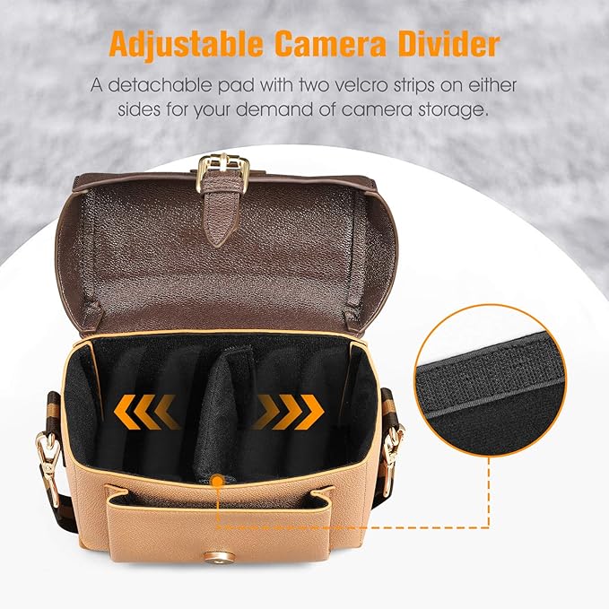 FINPAC Protective Case Leather Crossbody Handbag for Fujifilm Instax Mini 12/11/9/8+/8/90/70/40/26+/25/7s/Mini LiPlay/Square SQ1/SQ6/SQ40 Polaroid PIC-300 Instant Camera with Film Pack Pocket, Brown