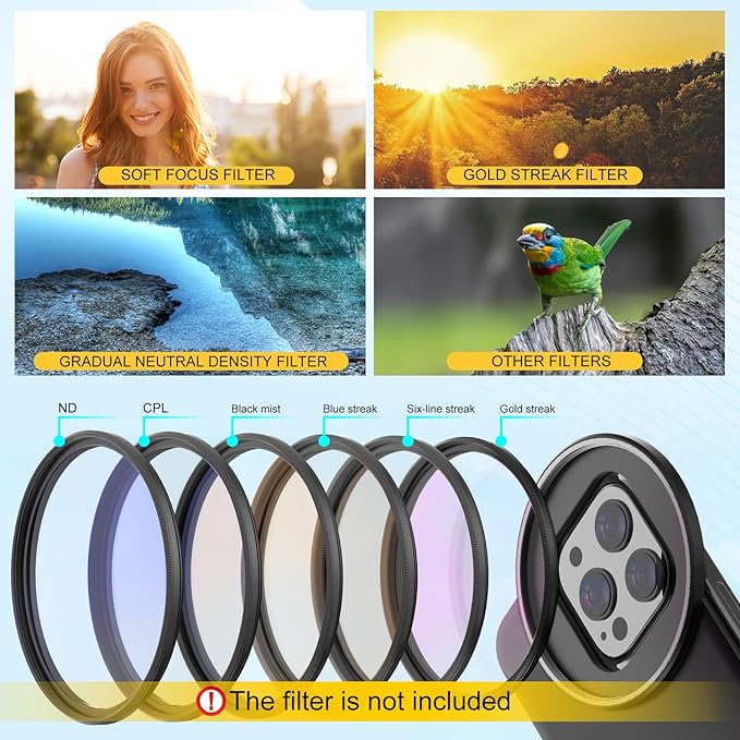 67mm Magnetic Lens Filter Mount Universal Magnetic Filter Clip Adapter Compatible for iPhone 16 Pro Max/16 Plus/15 Pro Max/15 Plus/14 Pro Max/14 Plus/13 Pro Max/12 Pro Max(No Filter)