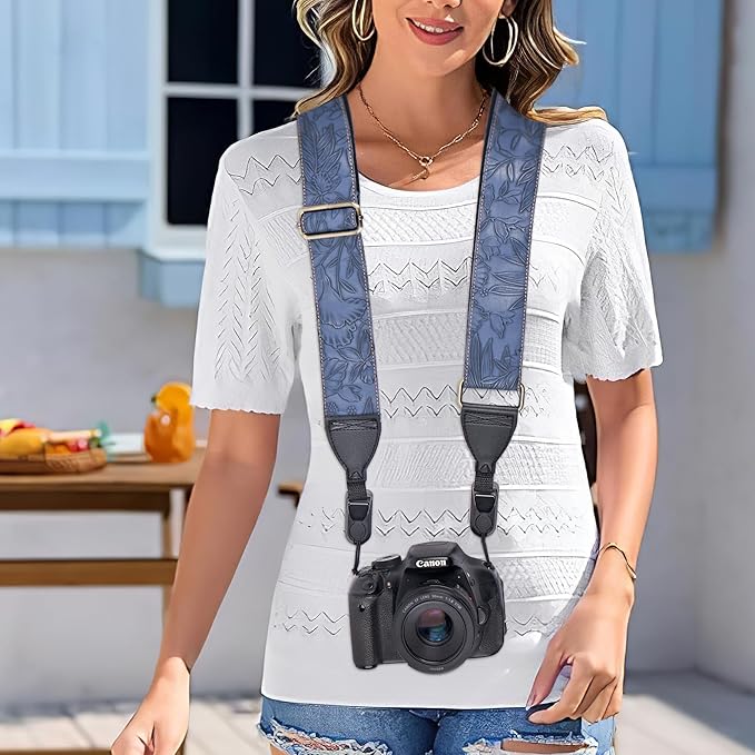 QIELIZI Lifestyle Camera Strap,Vintage Adjustable Vintage Neck & Shoulder Strap for All DSLR Cameras