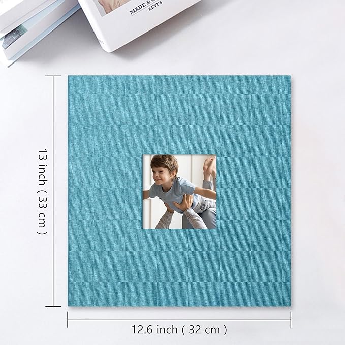 Vienrose Large Photo Album Self Adhesive for 4x6 8x10 10x12 Pictures Magnetic Scrapbook Album DIY 13" X 12.6" 60 Blank Pages with A Metallic Pen