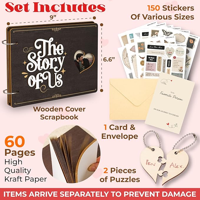Stofinity The Story Of Us Anniversary Scrapbook - Couple Photo Album Journal, Wedding Gifts For Couples 2025, Anniversary Relationship Gifts For Him Her, Christmas Valentine Day Gift For Wife Husband