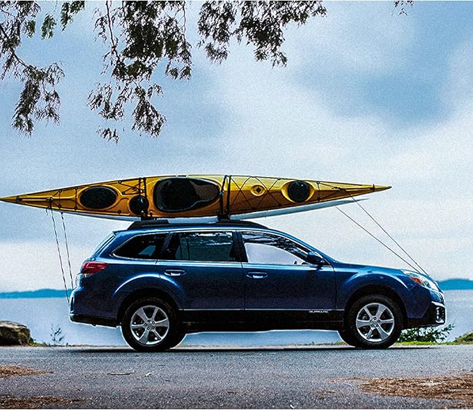 Mind and Action Kayak Tie Down Straps,Quick Hood Loops Trunk Anchor,Canoe Transport Accessories Secure Vehicle Lashing Point (2 Pulley Hooks)