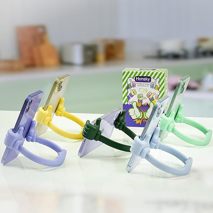 Honsky Cell Phone Stand Holder, Thumbs Up Lazy Phone Stand, Universal Adjustable Flexible, Cute Perfect Valentine's Day Gifts for Him/Her,Gifts for Couples, Compatible with Cell Phones,Light Green
