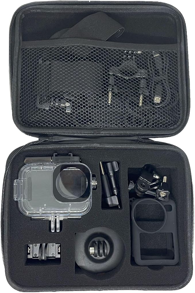 Large Capacity Nylon Vlog Storage Bag for DJI OSMO Action 6 Camera,Charging Compartment,Battery and Expansion Parts Shock-absorbing Anti-scratches Protective Carrying Case with Velvet+Foam Lining