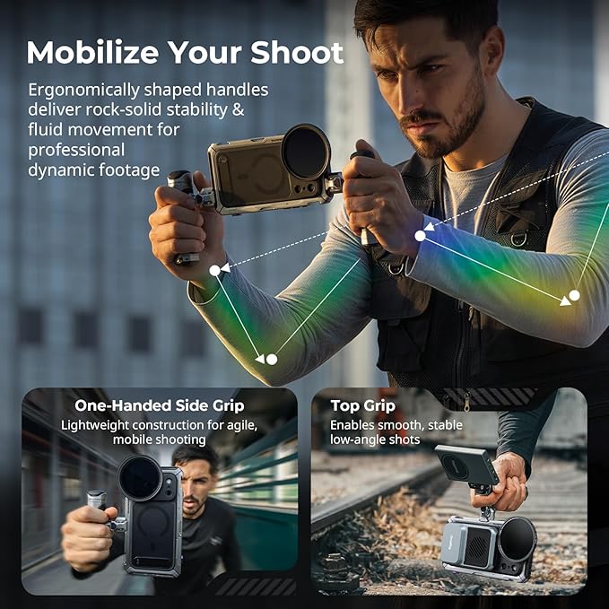SmallRig Megatron Edition Dual Handheld Video Cage Kit for iPhone 17 Pro Max, Wireless Control Handle, Quick Release, Filmmaking & Live Streaming Kit with Case, Rotatable Handles, Lens Backplate-5584