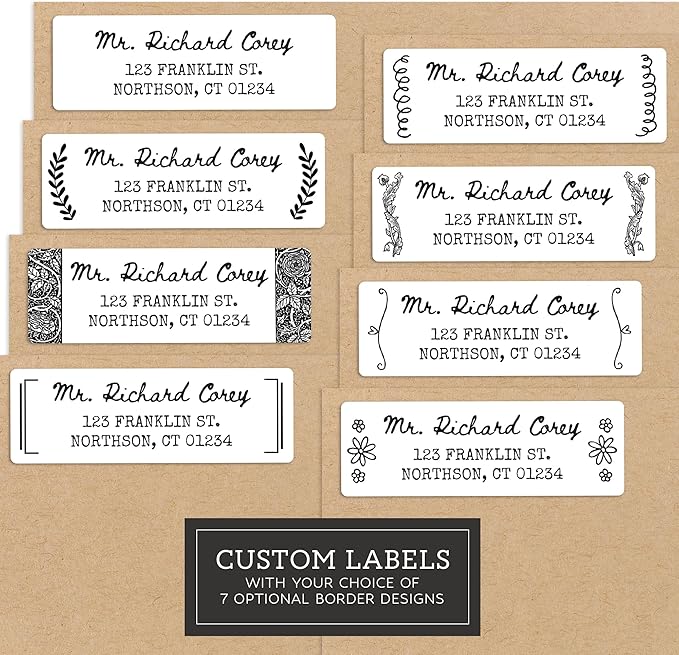 Personalized Return Address Labels - Inkwell Black & White Styles - Choose Your Design - Custom Self Adhesive Stickers for Envelopes (60-960 Labels)