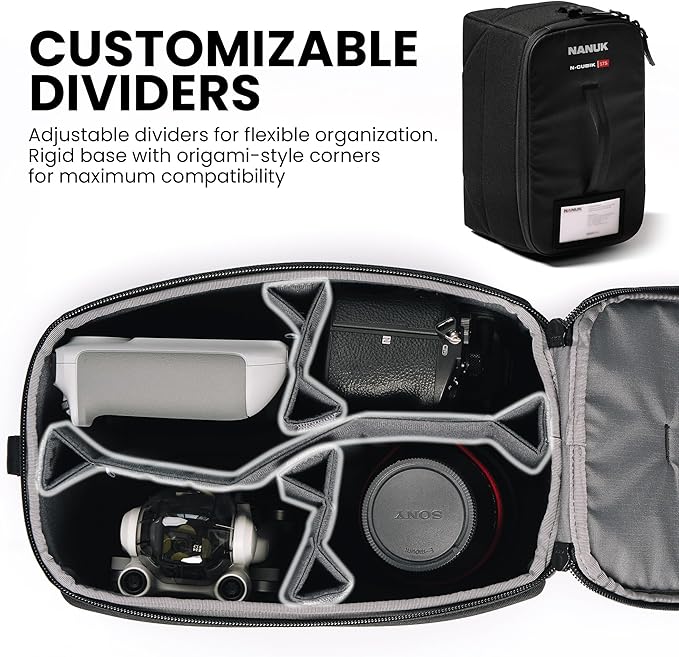 NANUK N-Cubik 17S Camera Bag Insert with Shoulder Strap – Small Water-Resistant Cube – Shockproof Protective Camera Insert for Backpack – Perfect for Tech Gear & Accessories (11.4” x 7” x 6.6”)