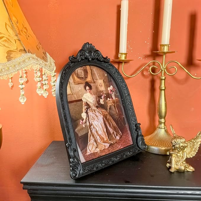 Vintage Picture Frames 8x10 Ornate Black Antique Picture Frames for Wall and Tabletop Vintage Photo Frame Victorian Home Decor Gallery Wall Decor in Arch Shape