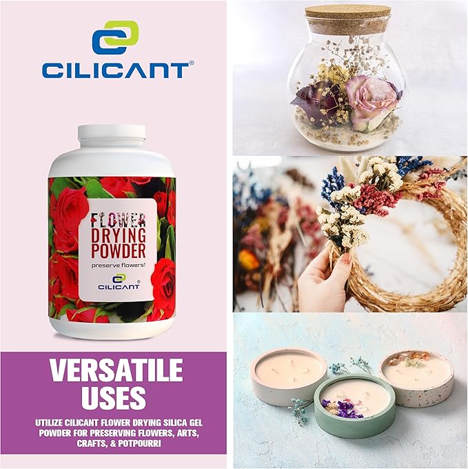 CILICAnT Silica Gel Flower Drying Powder, DIY Dry Flowers, Potpourri, Gel Silica Sand for Drying Flowers, DIY Flower Preservation, Reusable Color Indicating Beads 950ml (Pack of 3)