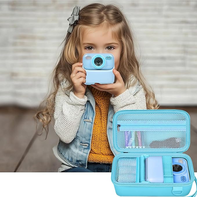 Leayjeen Kids Camera Case Compatible with Cimizi/Gofunly/Aasonida/CAMCLID/LETSHAHA Kids Instant Print Camera, Kids Instant Camera for 1080P Printed Photos,Birthday Gifts for Kids-Blue(Case Only)