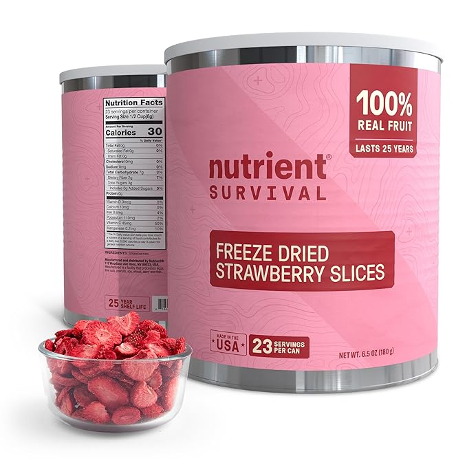Freeze-Dried Strawberries – Premium Sliced | #10 Can | 25-Year Shelf Life | Emergency Food & Clean Snacking