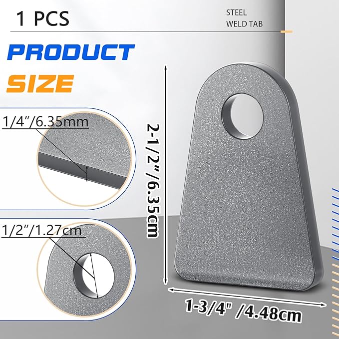 Hicarer 20 Pcs Steel Weld on Tab Universal Shock Mount Flat Tab Brackets Steel Gusset Welding Accessories, with a 1/2" Hole, 1/4" Thick (Flat Mount)