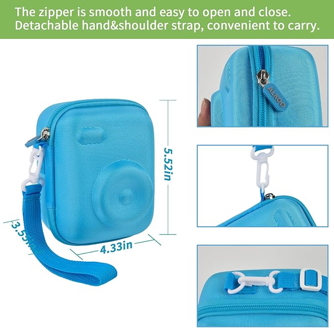 Instant Print Camera Case Compatible with Gofunly Camera, Digital Camera Bag for Esoxoffore/for LETSHAHA/for JPVERLY/for Hangrui, Storage for Printer Paper and 32GB SD Card- Blue (Box Only)