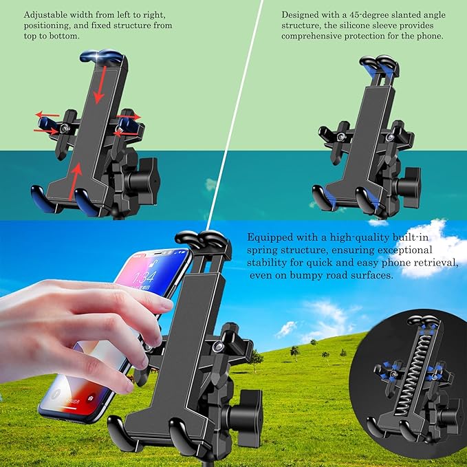 Hamdril UTV Phone Mount, 720° Rotation at Any Angle, Suitable for 1.5-2-inch Roll Bars. The All-Metal UTV Phone Holder Provides Heavy-Duty Protection and is Compatible with 4.7-7.2-inch Smartphones.