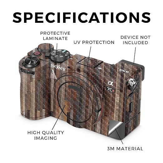 Carbon Fiber Camera Skin Compatible with Sony Alpha 7CR Camera (2023) - Woody - Premium 3M Vinyl Protective Wrap Decal Cover - Easy to Apply | Crafted in The USA by MightySkins