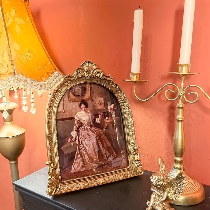 Vintage Picture Frames 8x10 Ornate Bronze Antique Picture Frames for Wall and Tabletop Vintage Photo Frame Victorian Home Decor Gallery Wall Decor in Arch Shape