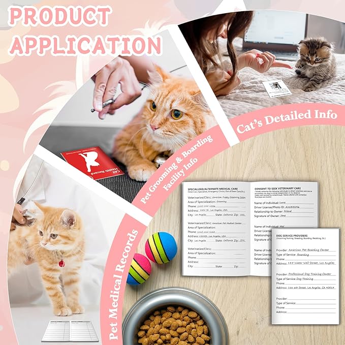 1 Pack Kitten Shot Record Book 12 Sheets Per Pack Cat Health Record Booklets Feline Health Records 5 * 3.5inch Cat Vaccination Records Book Cat Health Records for Pet Lovers Kitty Nursing Supplies