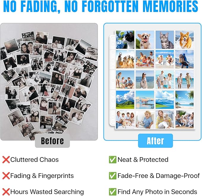 Aemygo 50 Pack Protective Photo Slide Pages Holds 20 35mm Slides, Top Loading Page Sleeves for 3 Ring Binder, Slide Flips Organizer Sheet Holds 1000, Clear Archival Slide Storage Album Preservers